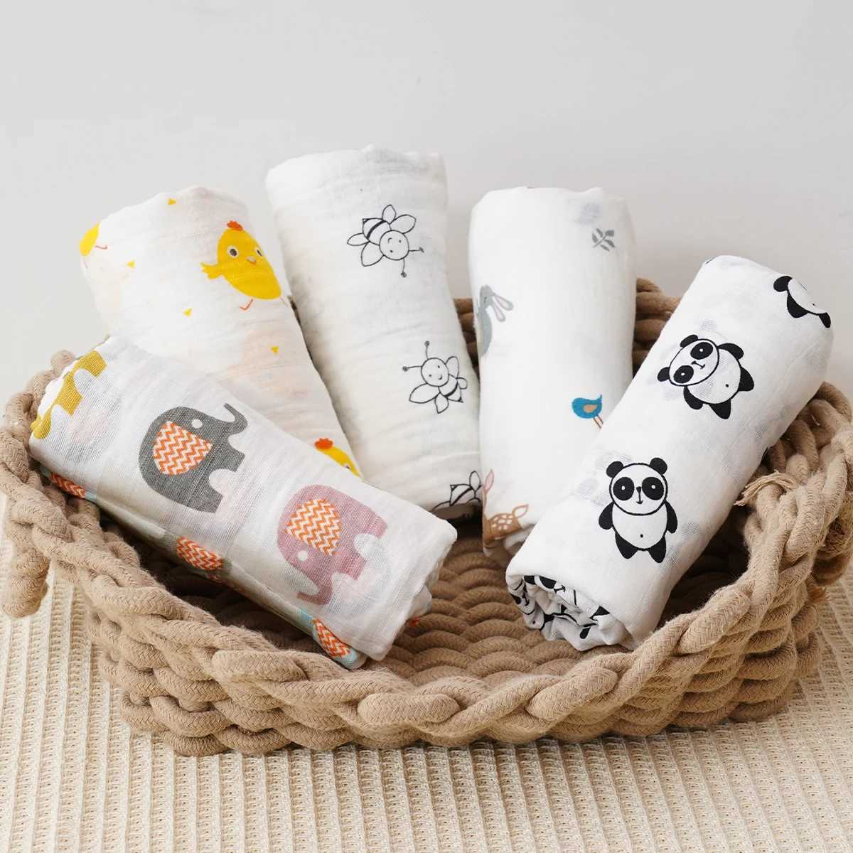 HappyFluent 120 * 110CM Skin Edge Swadle Ultra Soft Cotton Fiber Cartoon Printing Comfortable Baby Blanket PackagingW240810