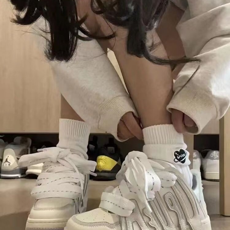 Ddmysports Korean Version Bread Niche High Street Skateboard Couple S Letter Versatile Sports White Shoes Casual Women Outdoor Shoes