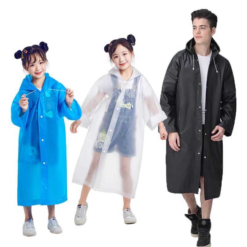 Parent-child raincoat Eva Black Waterproof thickened camping and hiking raincoat for adults and children Y240810