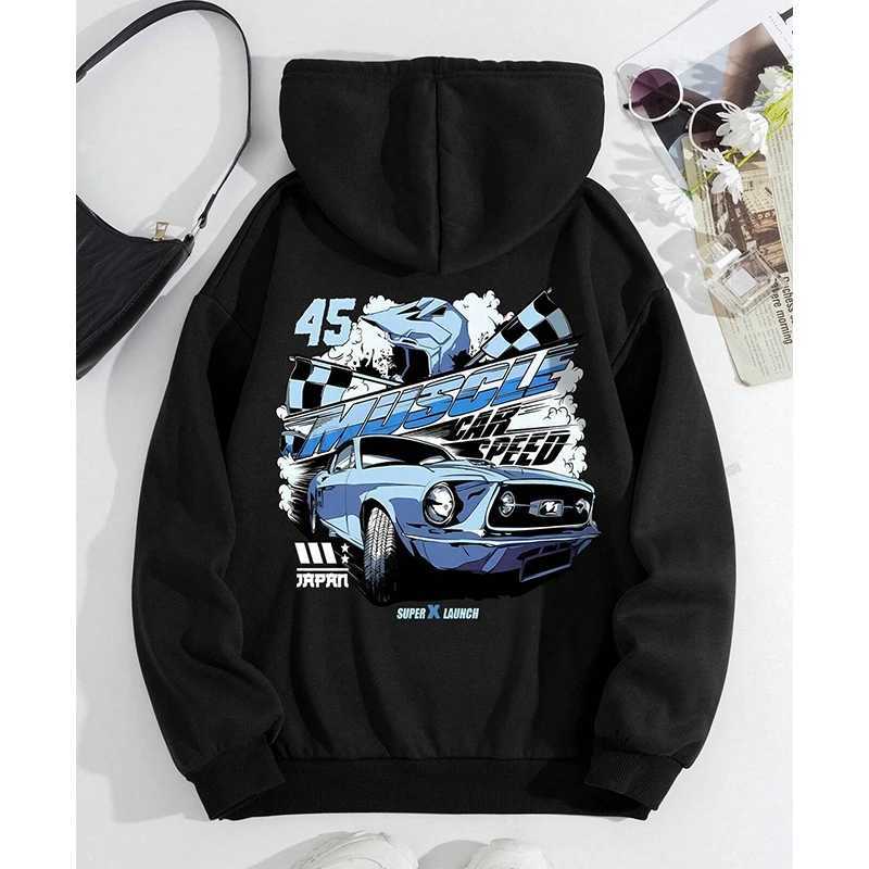 Racing Printed Warm Hoodie Loose Oversized Casual Fashion Top Mens Womens Childrens Same Casual Sports Long Sleeved ShirtXJ240812