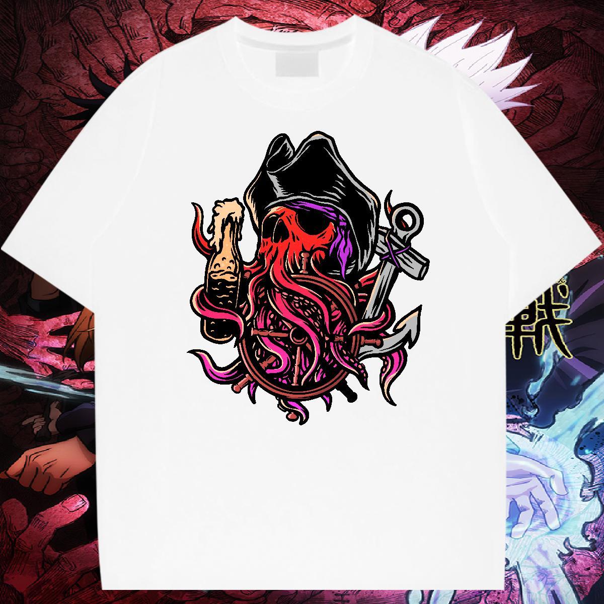 2024 DIY Man T Shirts skull Clothings 230g 100% Cotton Street Casual Loose Fit Custom Printed Breathable Short Sleeve Tshirts