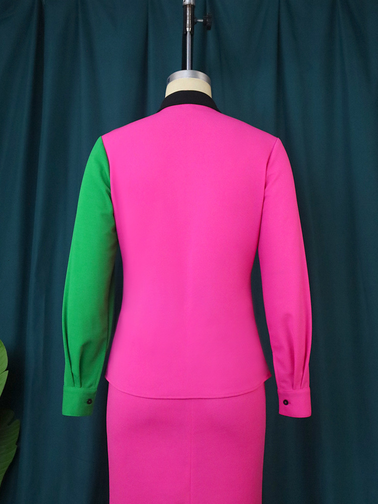 New autumn and winter color blocked long sleeved shirt niche, flamboyant, personalized, contrasting womens top blouse