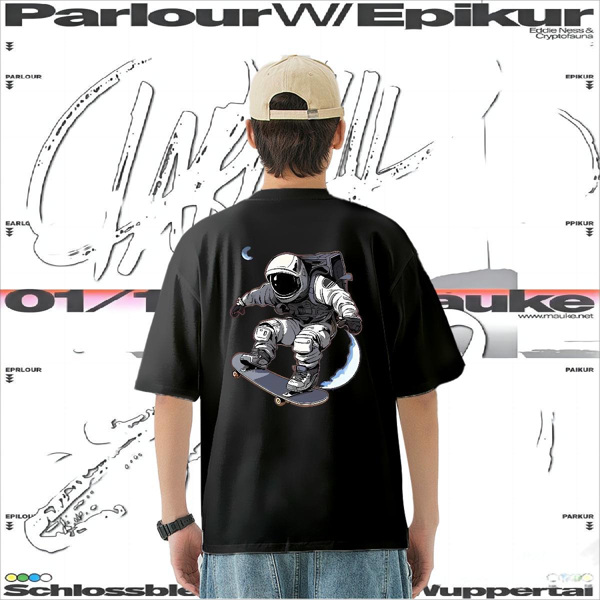 Classic T Shirt For Man spaceman Polos 230g 100% Cotton Sports Casual Wholesale DIY Anime Breathable Crew Neck Men Clothes T-Shirt