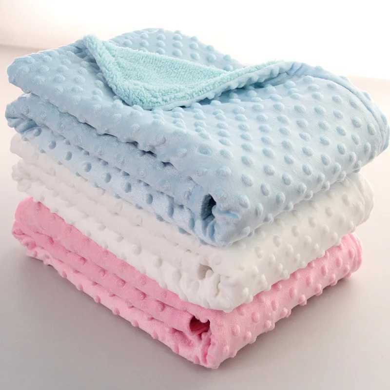 Baby blanket warm double-layer swaddle packaging newborn hot soft wool bath towel baby stroller blanket sleeping bag 76 * 102W240810