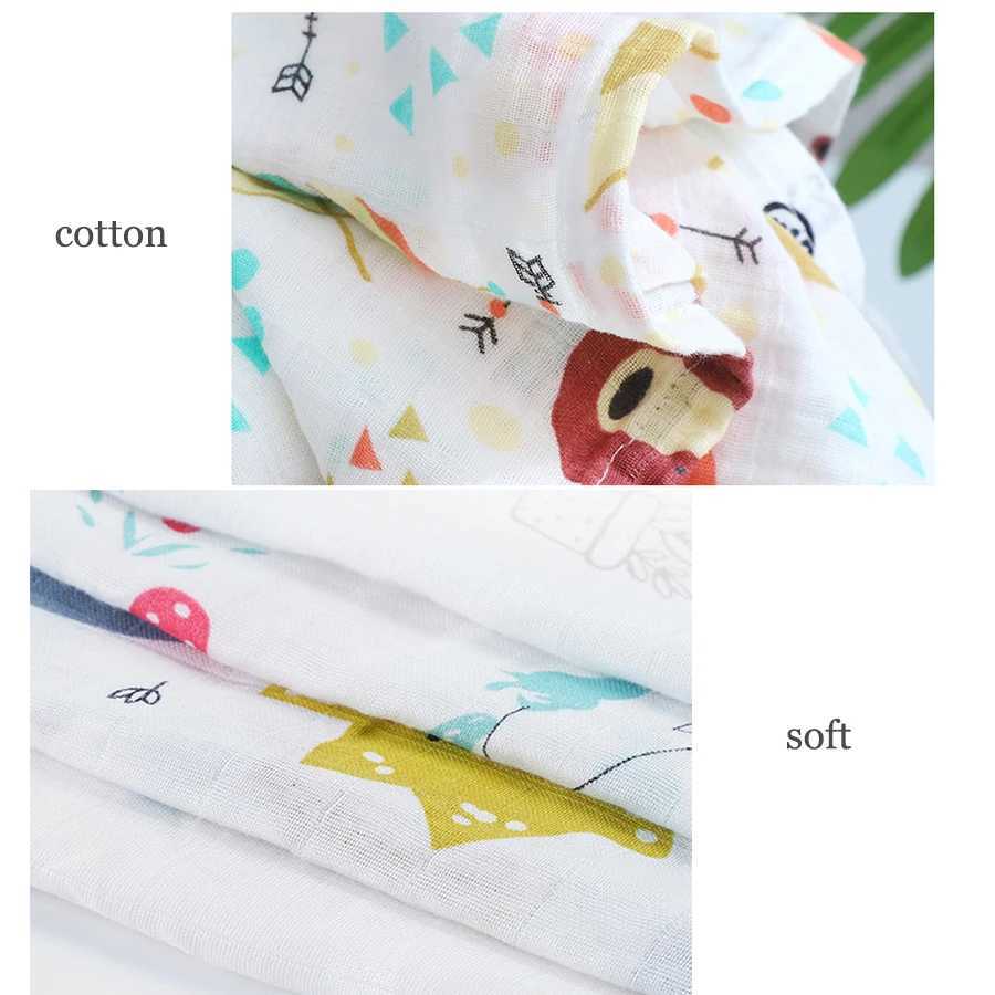 120x110cm baby flat patterned swaddle packaging bamboo cotton blanket cute soft printed baby bath towel double-layer Gaussian baby stroller coverW2408