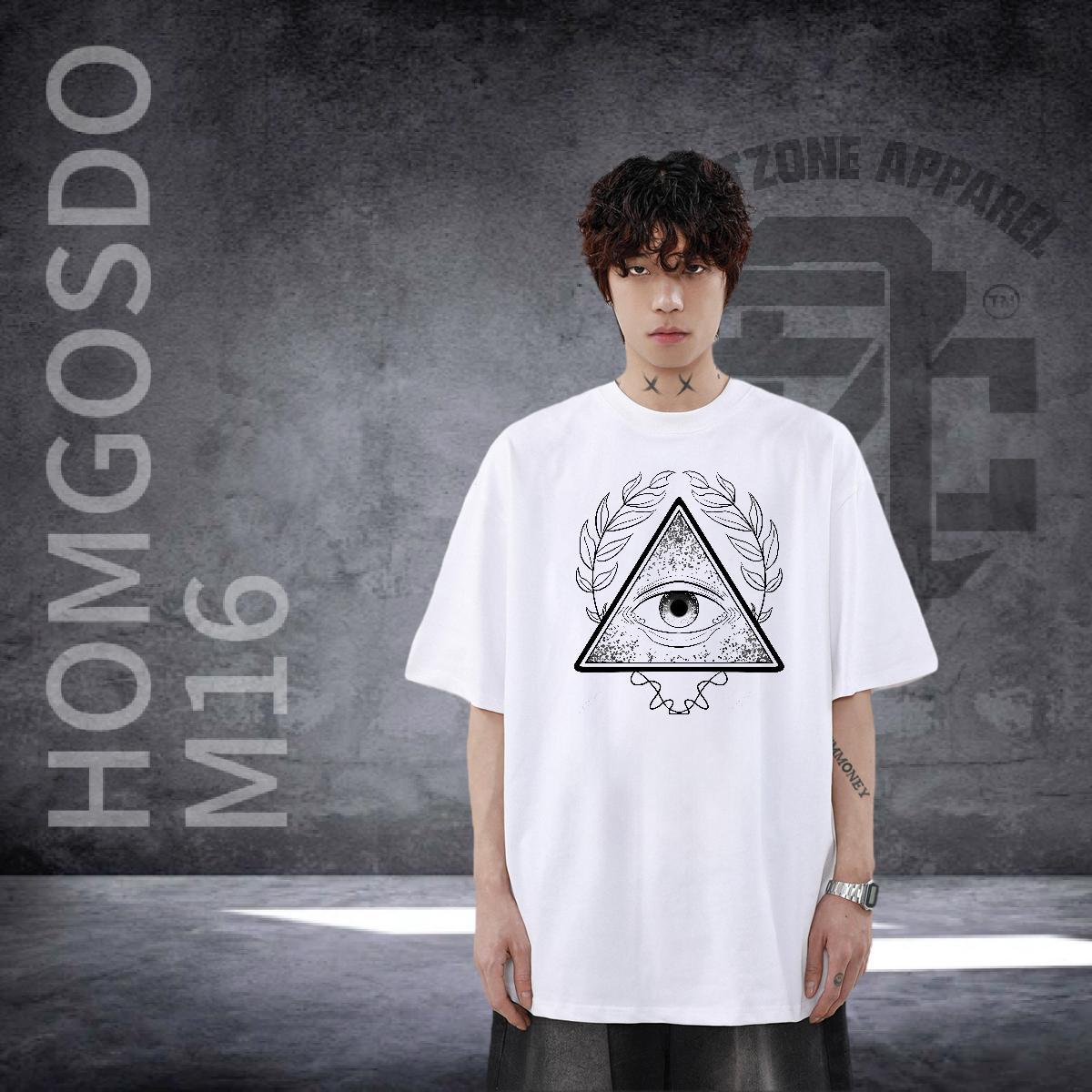 2024 Summer T-Shirts eye of the devil Top Tees 100% Cotton 230g Hip Hop Unisex Plus Size Custom Breathable Short Sleeve Men Clothes T-Shirt