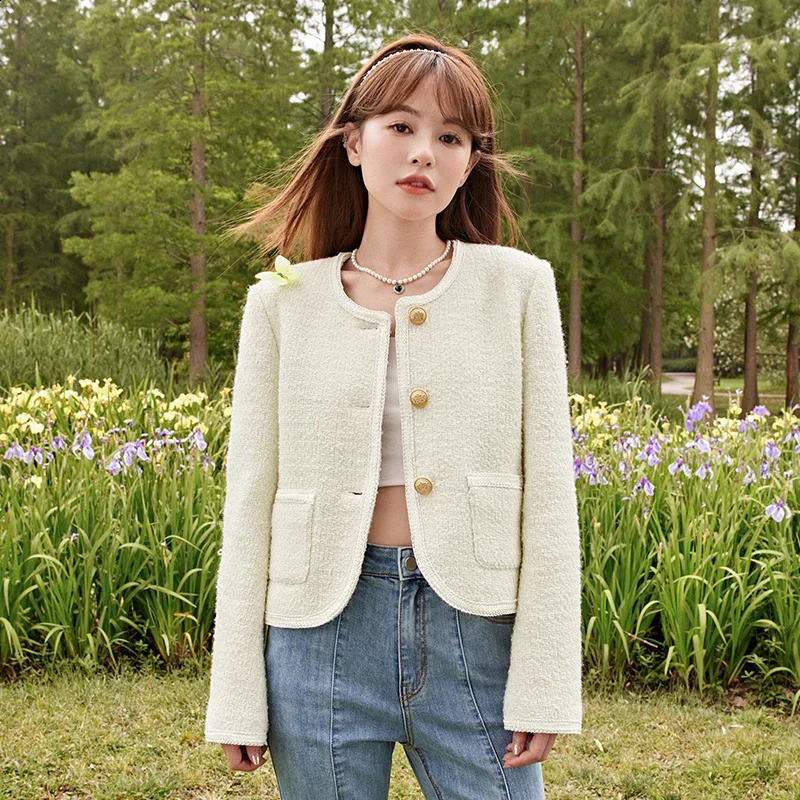Semir Women Jacket Autumn Slim-fit Tweed Jacket Fragrant Style for Women 240812