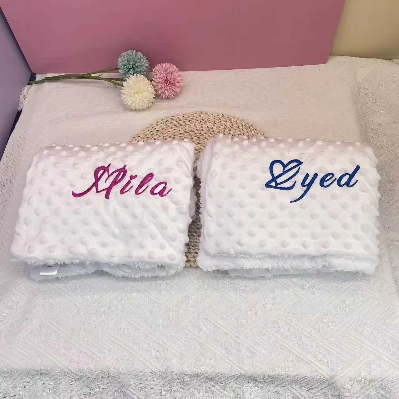Customized name Personalized baby blanket baby blanket swaddle bag soft wool crib baby stroller baby blanketW240810