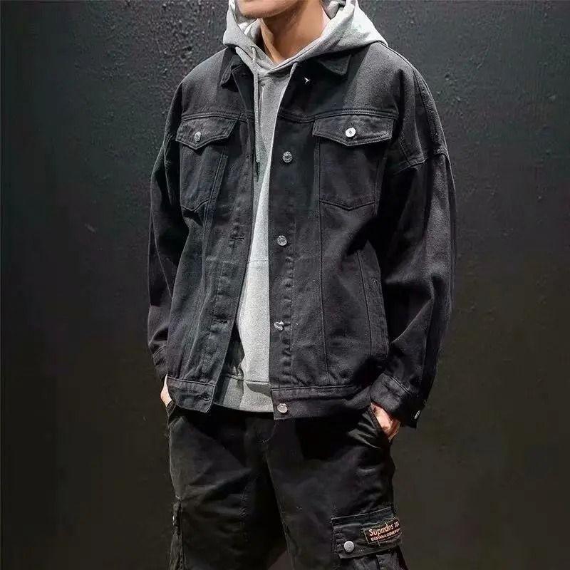 Mens Denim Jacket Autumn Male Jean Coats Black Cargo Big Size Menswear Korea High Quality Trendy Large Fast Delvery Outwear Y2k 240802
