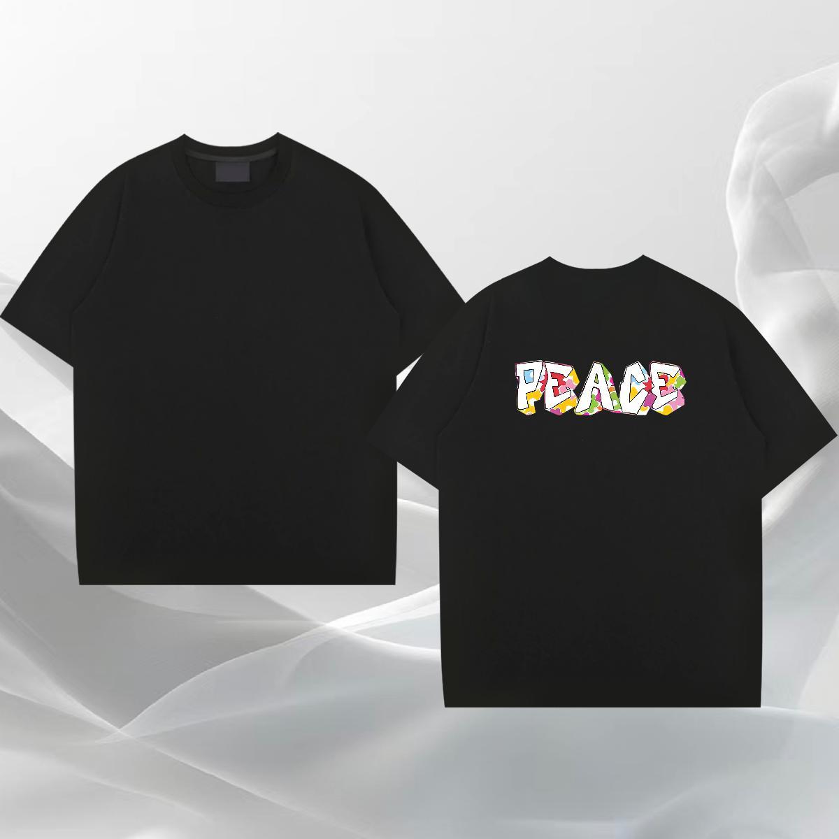 Classic T-Shirts letter Tees Shirts 230g Pure Cotton Casual Daily Wear Loose Floral Print Crew Neck Breathable Tshirts