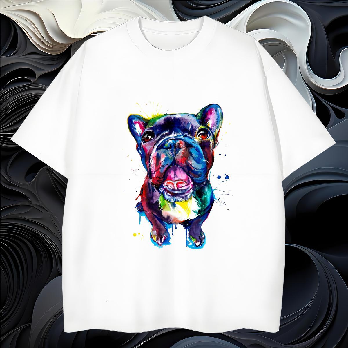 Free Shipping Mens T Shirts Dog Pure Cotton Casual Daily Wear Custom Print Oversized 230g Cotton Tshirt for Man Woman 2024 Polos