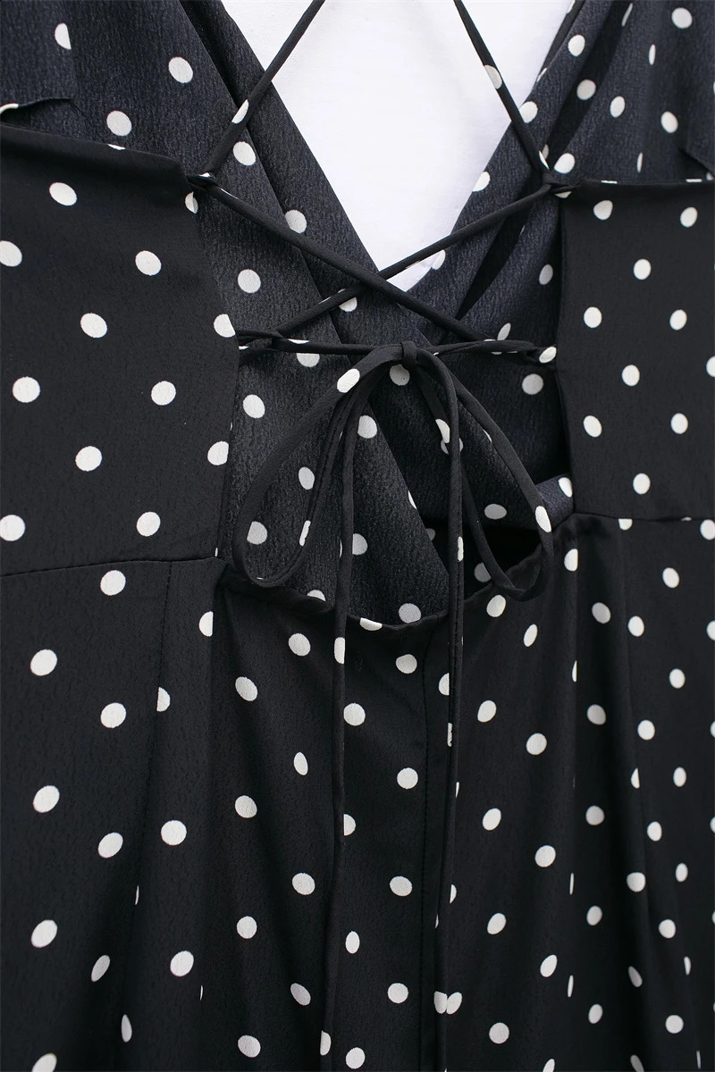 Womens Slip Dress 2024 Fashion Summer Sexy Backless Midi Dress for Women Elegance Chic Ladies Polka Dot Dress 240812