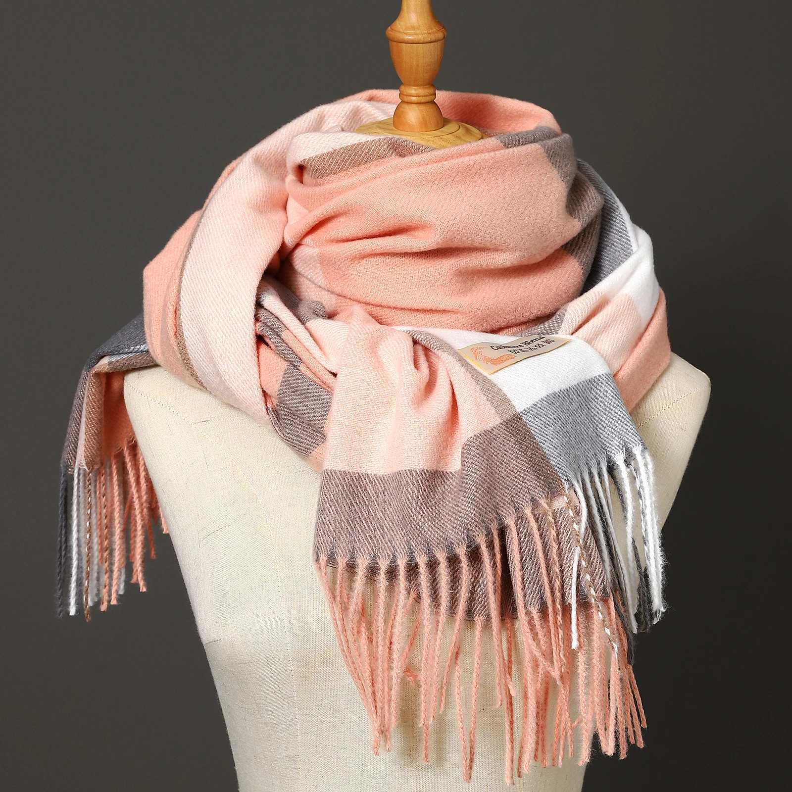 200 * 70cm Fashion Autumn/Winter Warm Cashmere Scarf with Dot Pattern Long tassel Womens Thick Packaging Shawl Womens Muffler Wool Pashmina W240810