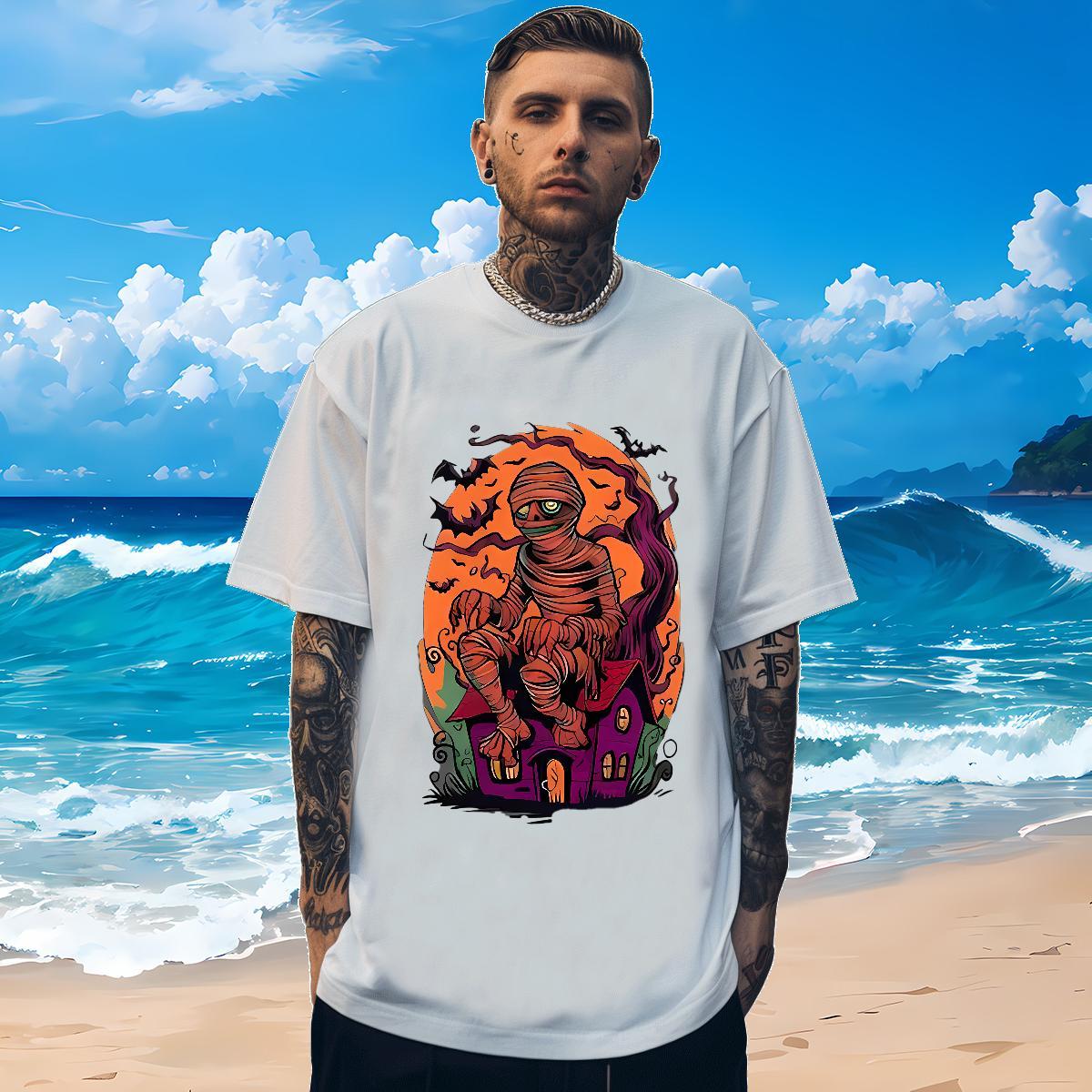 Designer Fashion Mens T Shirts skull Clothes 230g Pure Cotton Daily Wear TOP Quality DIY Printed Breathable Short Sleeve Couples T Shirts