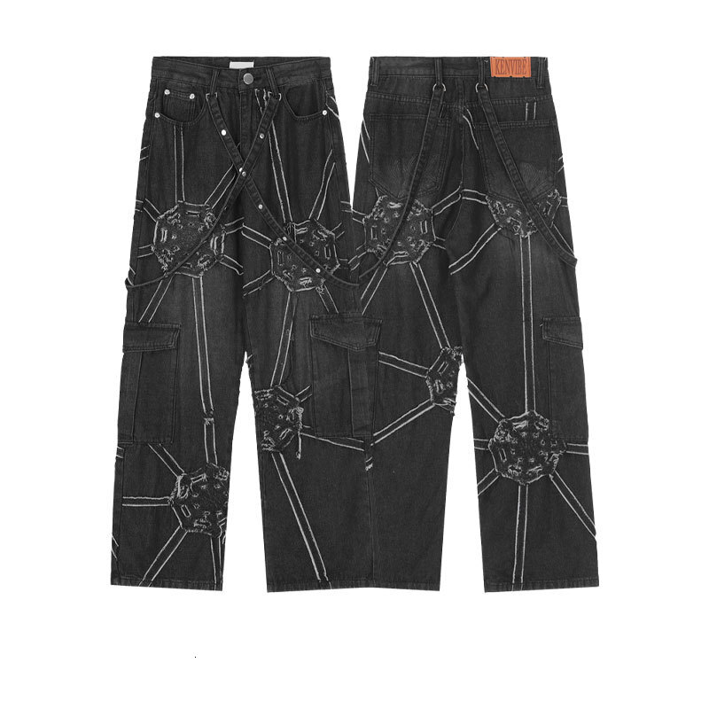 Mens Wear 24ss Spring American High Street Draping China-chic Style Pishuai Fried Street Jeans Loose Casual Pants
