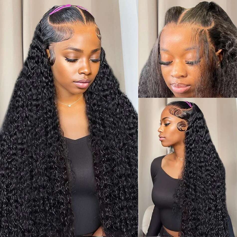 250 Density Deep Wave Natural Transparent Front Remy Human Hair 30 Inch Water Curly 13X6 HD Lace Frontal Wig For Women