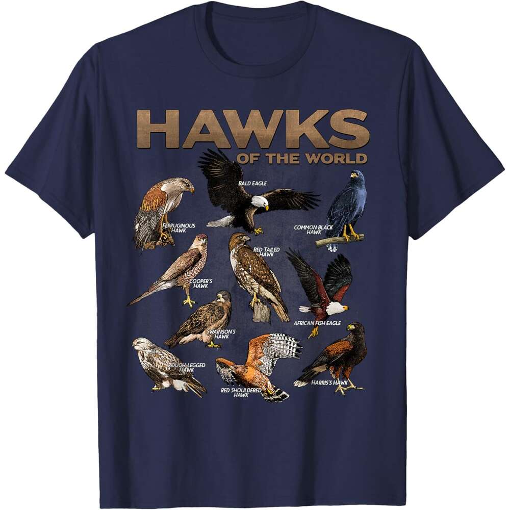 25ss Casual T shirt for Mens Hawks Animals the World Educational Birds of Prey Birder T-Shirt Shirts Tshirt Graphic Tee Tops Clothes Short sleeve Free