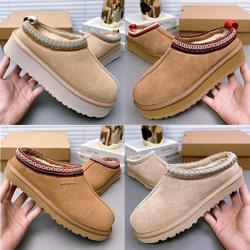 Womens Chestnut Tazz Slippers Tasman Fur Slides Classic Mustard Seed Sand Ultra Mini Platform Boots Slip-on Suede Wool Seal Winter Designer boot Slipper EUR 35-46