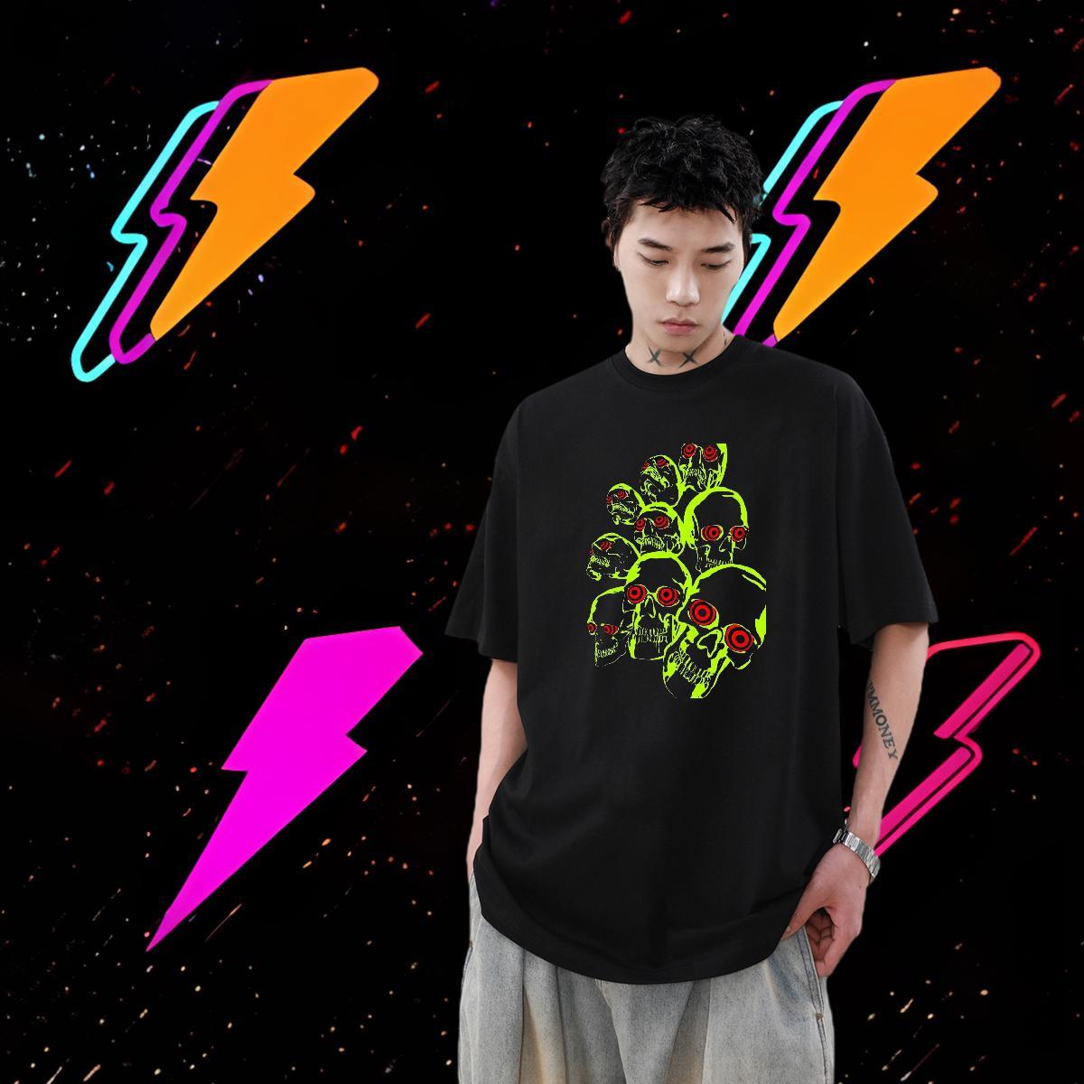 Fashion Designer T Shirts Men skull Wear 230g 100% Cotton Outdoor Popular Floral Print Crew Neck Breathable Men Clothes T-Shirt