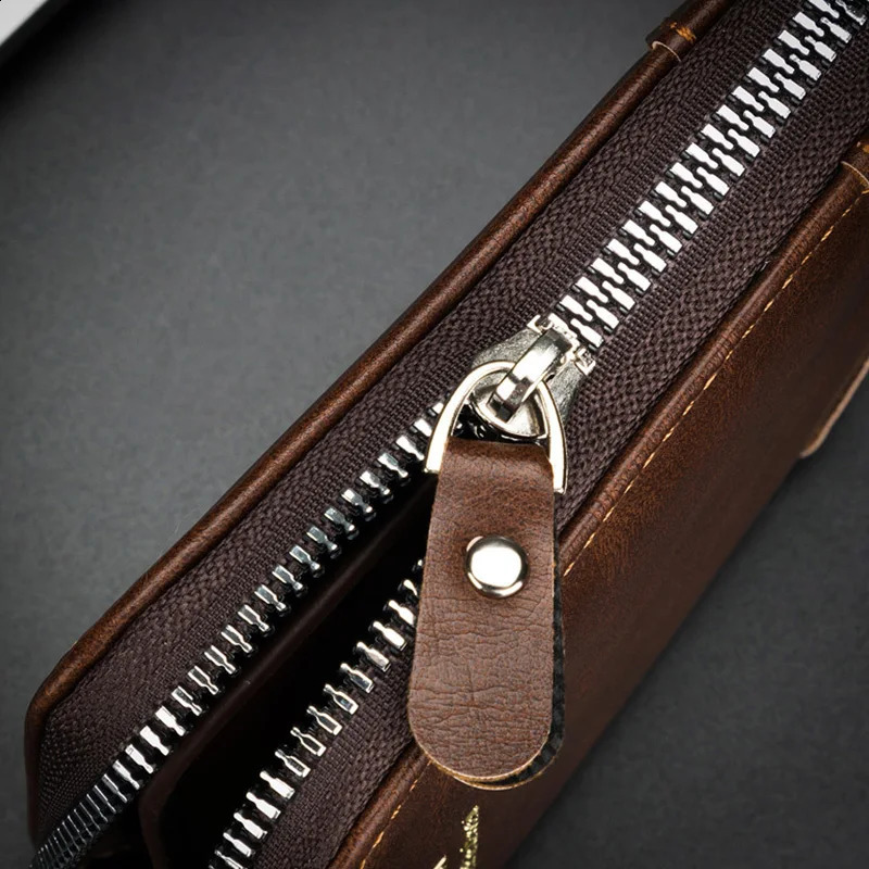 Mens Wallet PU Leather Zipper Retro Style Short Card Clip Coin Storage Money Bag A03 240810
