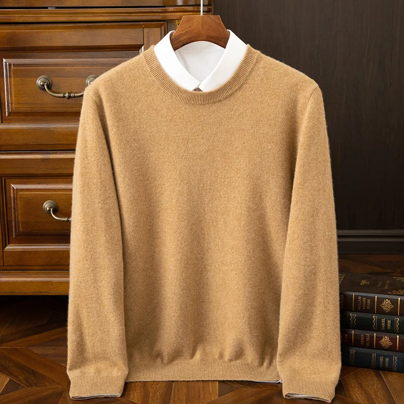 Autumn and Winter Collection {100 Cashmere} Mens Cashmere Selling Round Neck Casual Solid Color Knitted Sweater for Me 240809