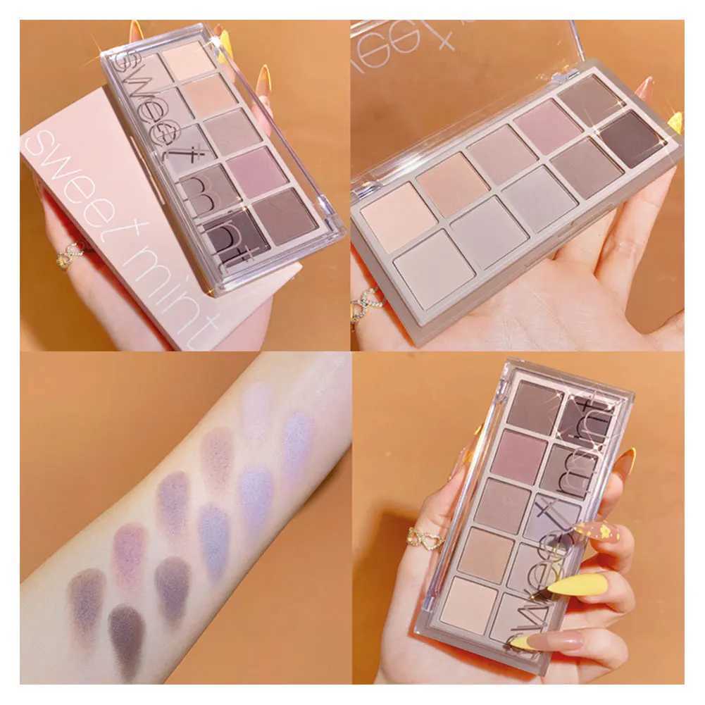 10 Colors Eyeshadow Pearly Matte Earth Color Eyeshadow Palette Shiny Sequins Eye Shadow Eye Pigments Long Lasting MakeupCL240812