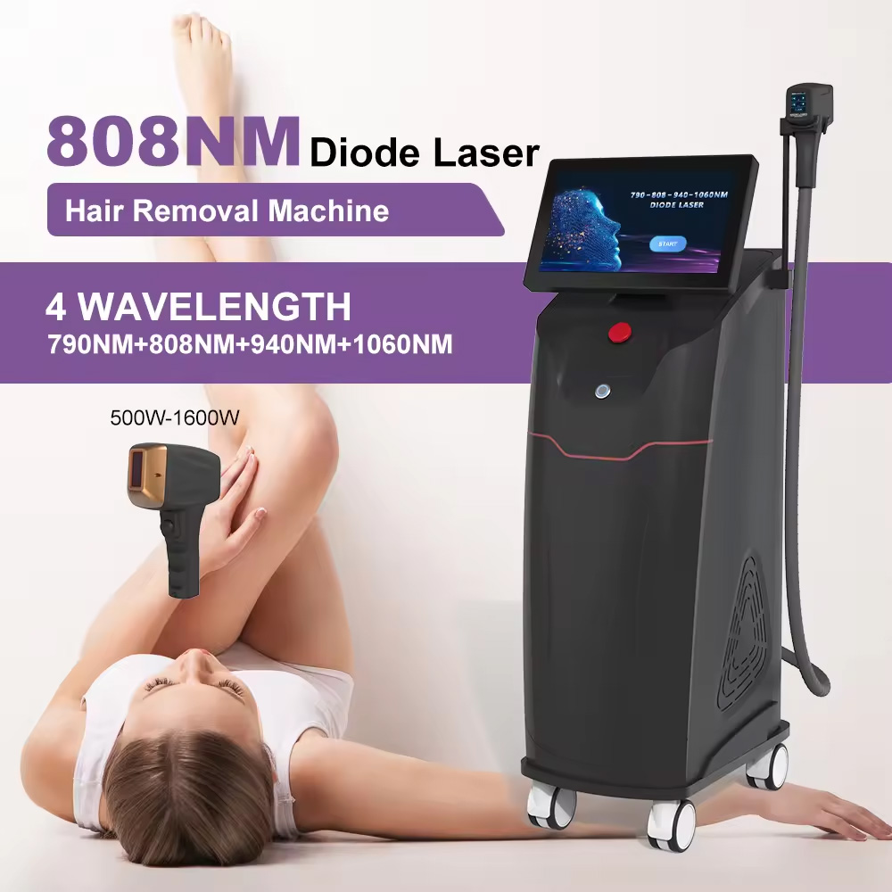 Medical Diode Laser Hair Removal Machine 1800W 790/808/940/1060nm Laser Hair Remove Diode Beauty Salon 4 Wavelengths Ice Titanium