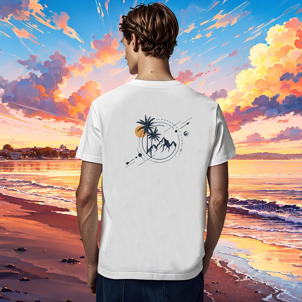 Casual New Men T Shirts mountains Tops Tees 230g Pure Cotton Casual Daily Wear Classic Oversized 4XL Breathable Soft Men Clothes T-Shirt