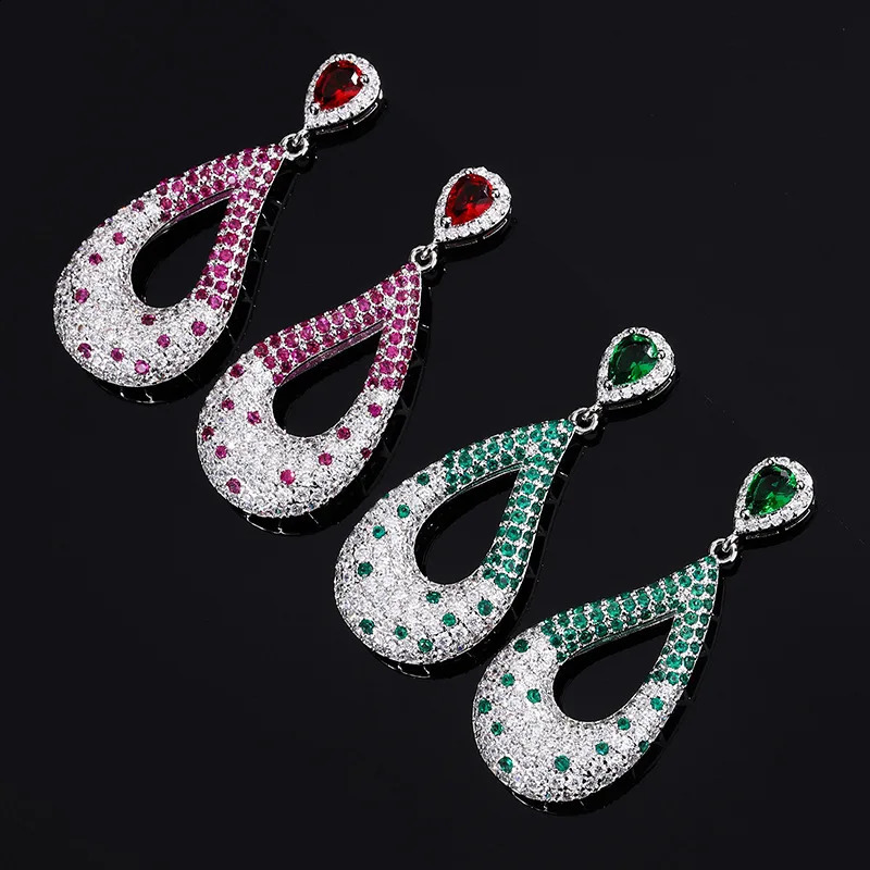 S925 Silver Needle Water Drop Pendant Earrings Green Stone Womens Jewelry Elegant Banquet Wedding Accessories Gifts 240810