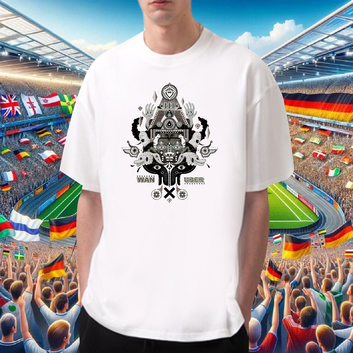 New Designer Man T Shirts eye of the devil Tees 230g 100% Cotton Sport Loose Black Oversized Breathable Crew Neck Men Tops Tees