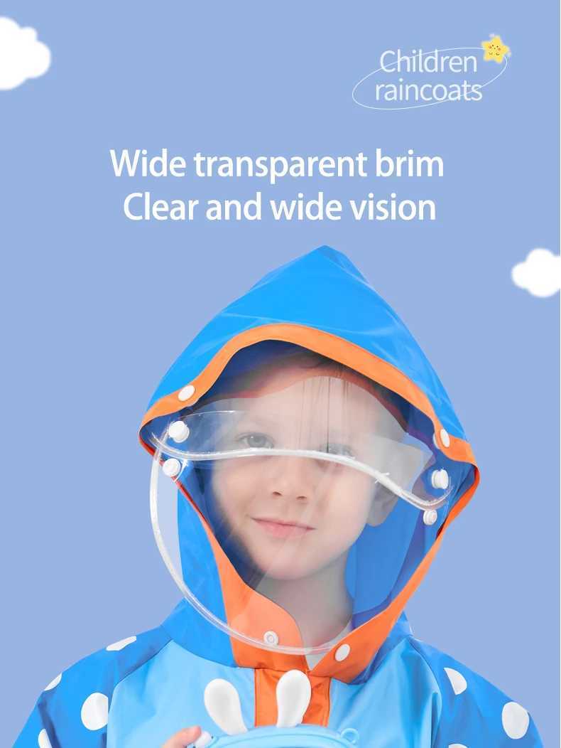 2024 Kids Rain Coat Children Raincoat Non-Disposable Rainwear Full Body Waterproof with Schoolbag Space Primary School Raincoat Y240813