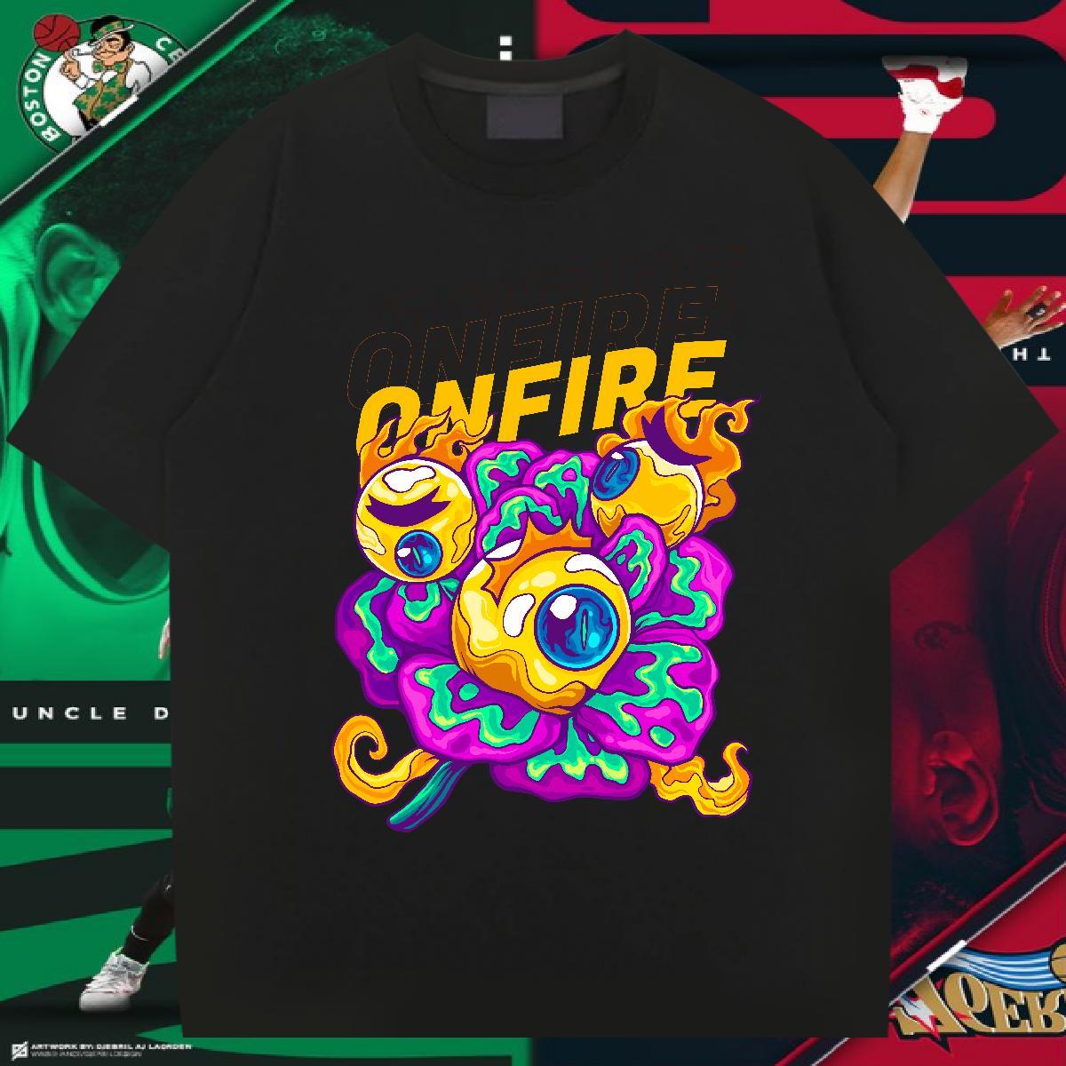 Fashion New Men T Shirts ET Tees Shirts 230g Cotton Beach High Quality Cartoon Printing L-4XL Breathable Short Sleeve Men Tshirts