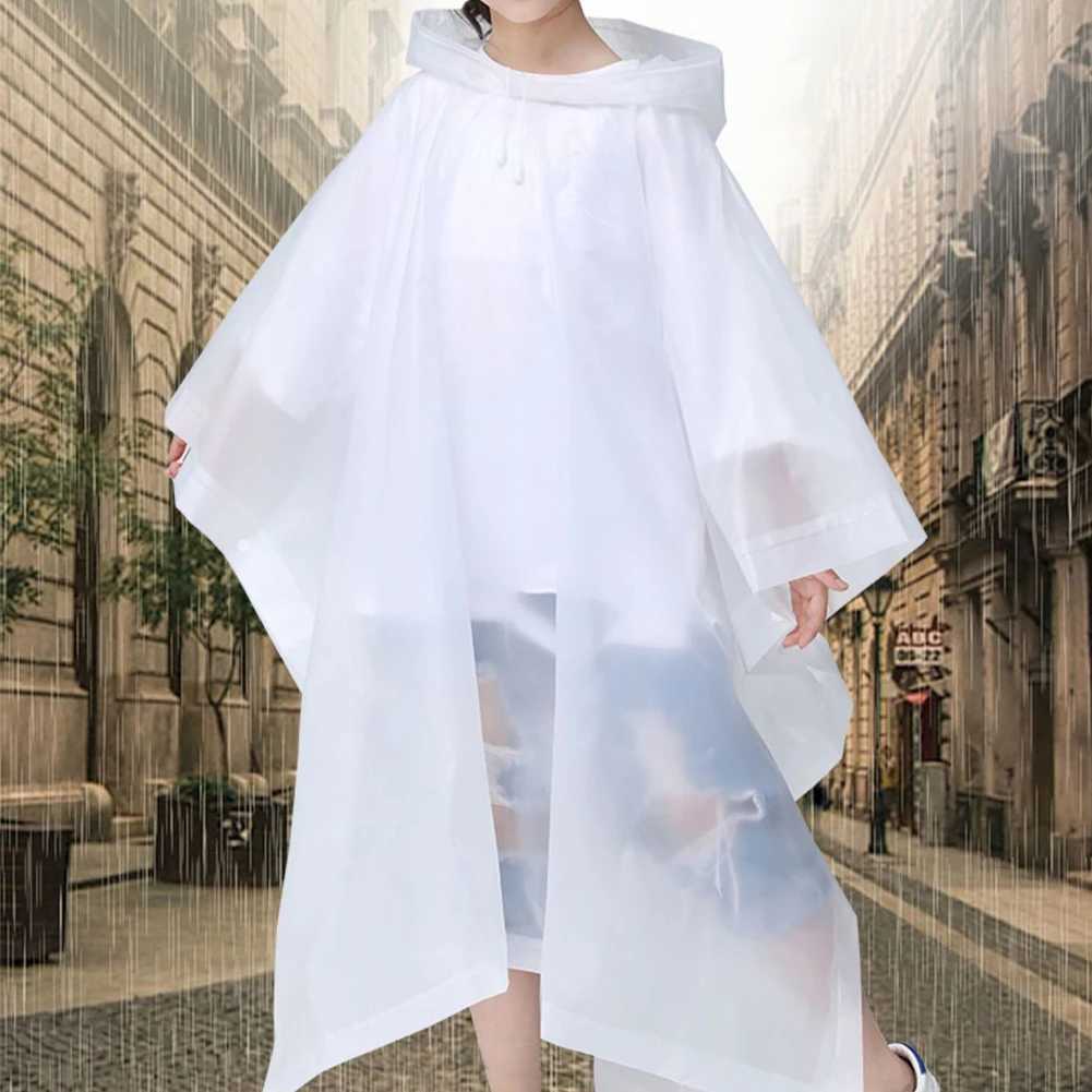 Rain Ponchos Reusable Rain Coat with Drawstring Hood Rain Gear Thicken EVA for Boys Girls for 6-12 Years Old Children Y240810