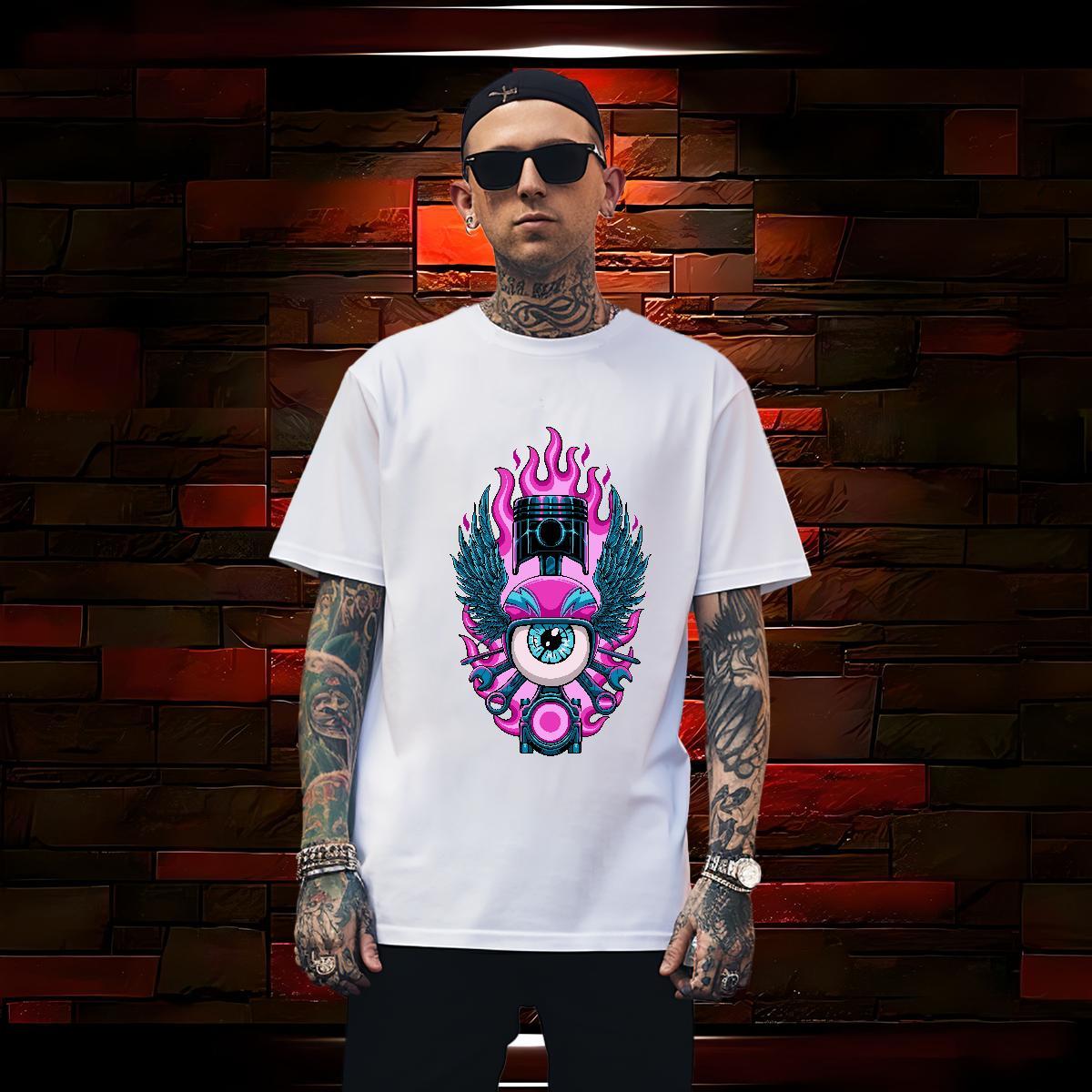 Comfortable Mens Tshirts ET 230g Pure Cotton Daily Outfit O Neck Short Sleeves Man T Shirts Cartoon Printing L-4XL DIY Tees
