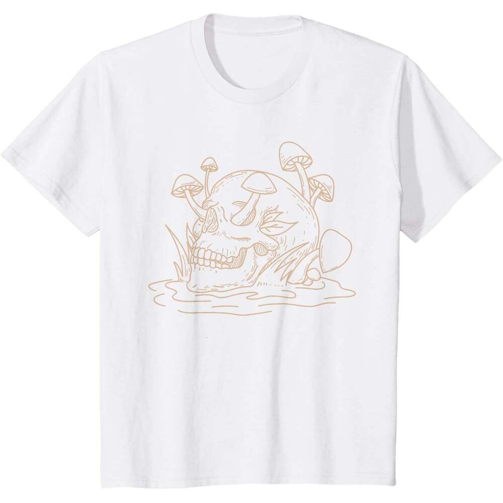 Halloween T shirt for Mens Skull Shirt Mycology Goth Morel Mushroom Lovers T-Shirt Shirts Tshirt Graphic Tee Casual Tops Clothes Short sleeve 2025