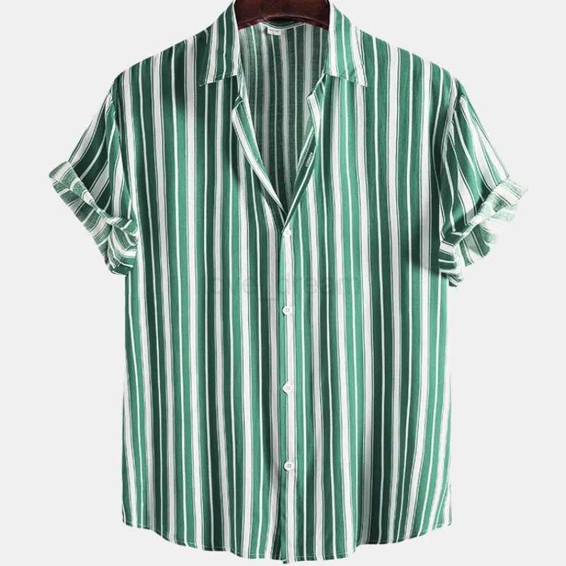 Mens Solid Color Stripe Pattern Luxury Elegant Casual Social Hawaiian Shirt Idols Normal Fashion Unisex Y2k General ClothesXJ240812
