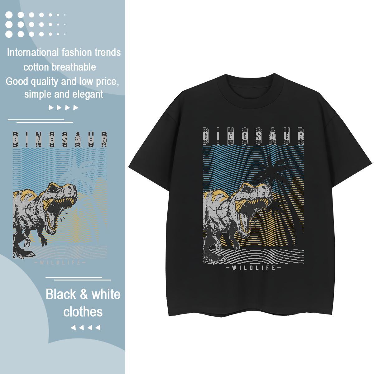 Free Shipping Mens T Shirts dinosaur Pure Cotton Street Wear Anime 100% Cotton 230g Couples T Shirts Factory Direct Tshirts