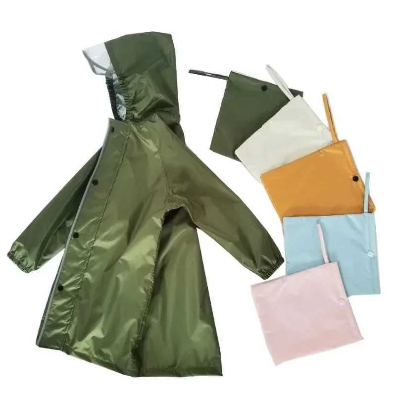 90-160cm Waterproof Rain Coat Cover For Big Children Raincoat Poncho Jacket Hiking Rainwear Chubasqueros Schoolbag Positive Y240810