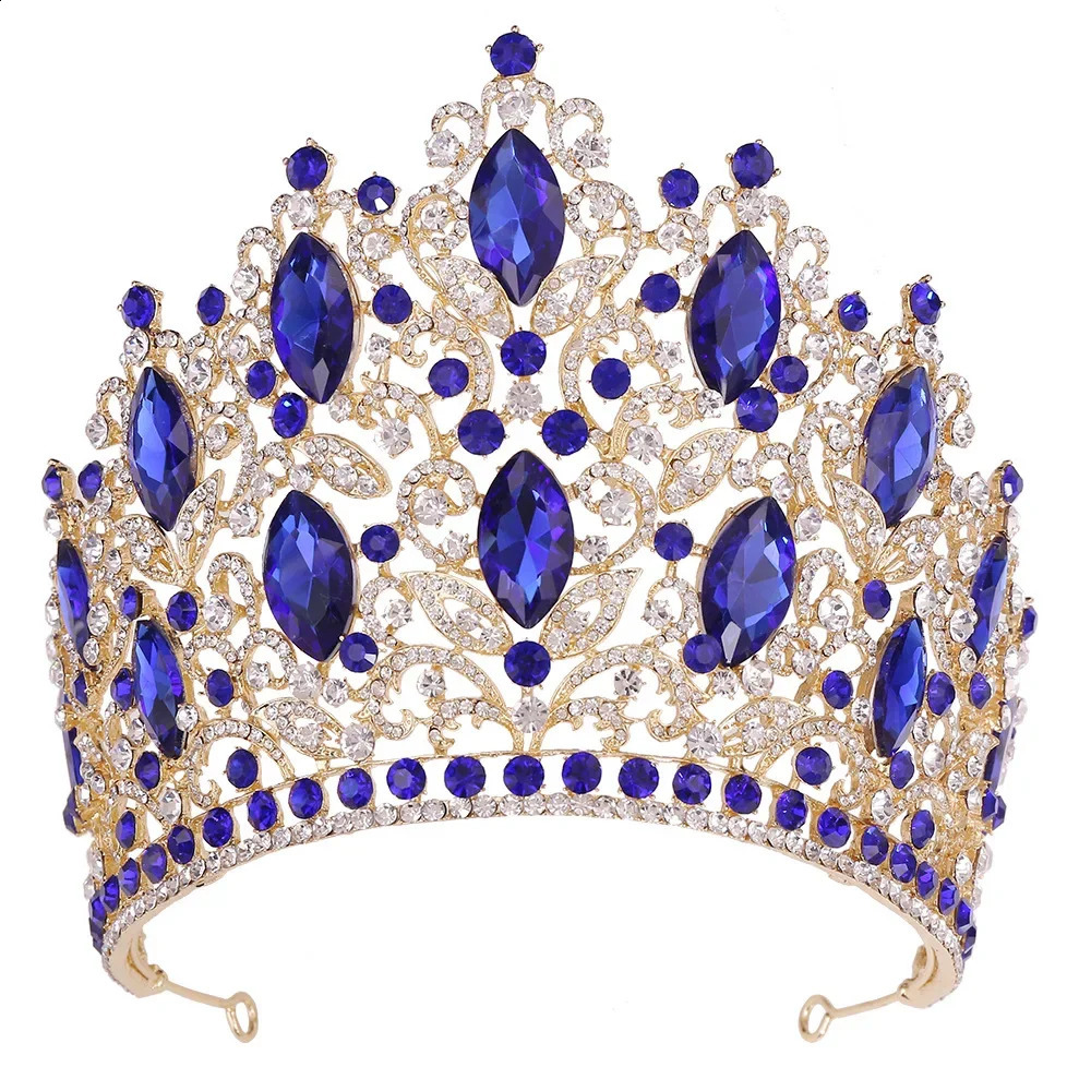 High Quality Royal Queen Wedding Crown for Women Large Crystal Banquet Tiara Party Costume Hair Jewelry Accessories 240805