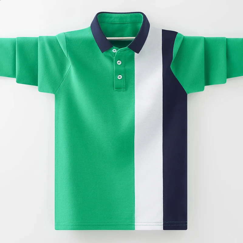 Boys School Uniform Polo Shirt Spring Autumn Kids Casual Long Sleeve Tops For Teenager Childrens 4-15 Years Clothes 240810