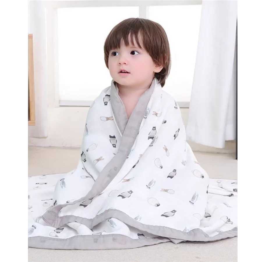 Baby blanket 6-layer thick soft newborn linen summer cartoon high-density breathable baby blanketW240810