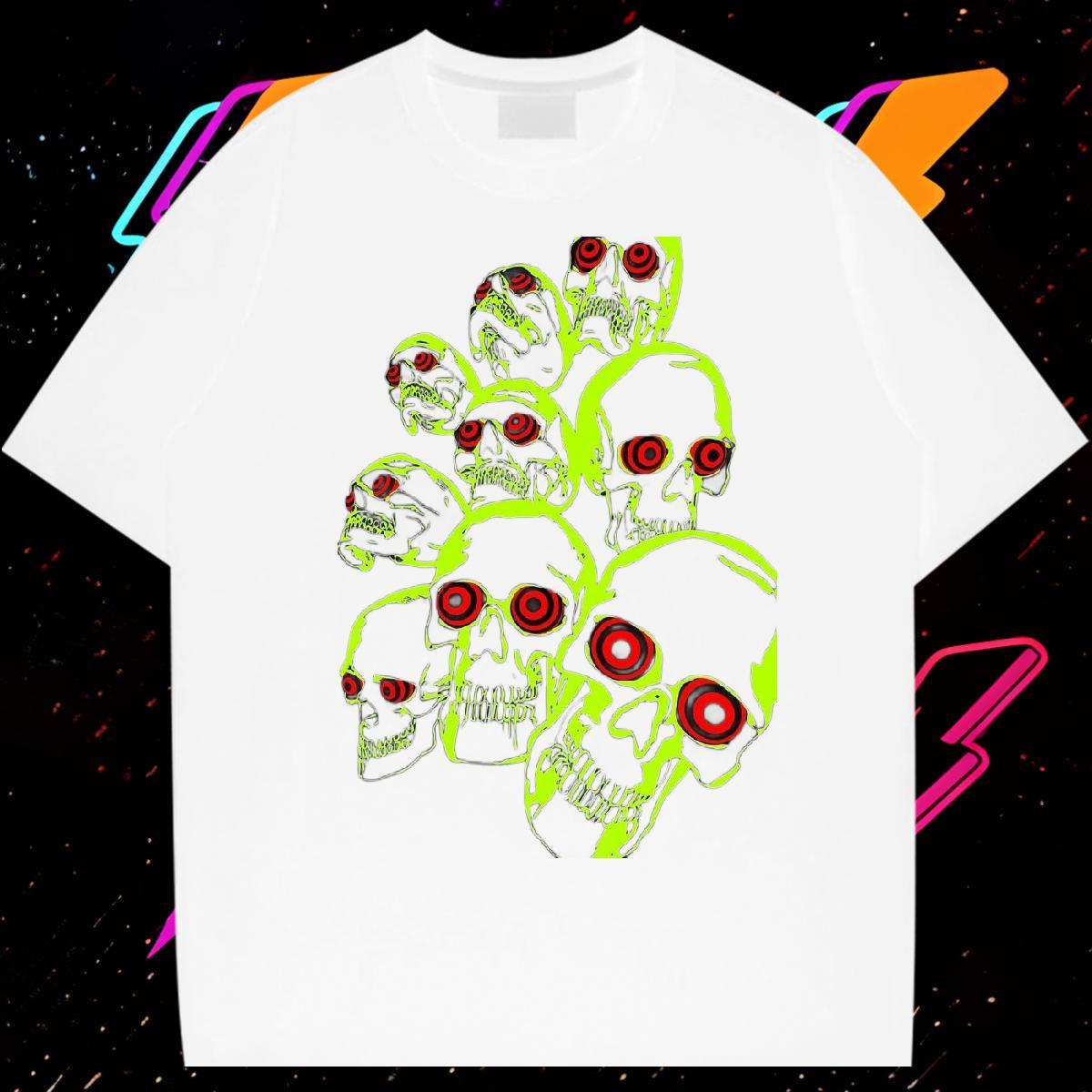 Fashion Designer T Shirts Men skull Wear 230g 100% Cotton Outdoor Popular Floral Print Crew Neck Breathable Men Clothes T-Shirt
