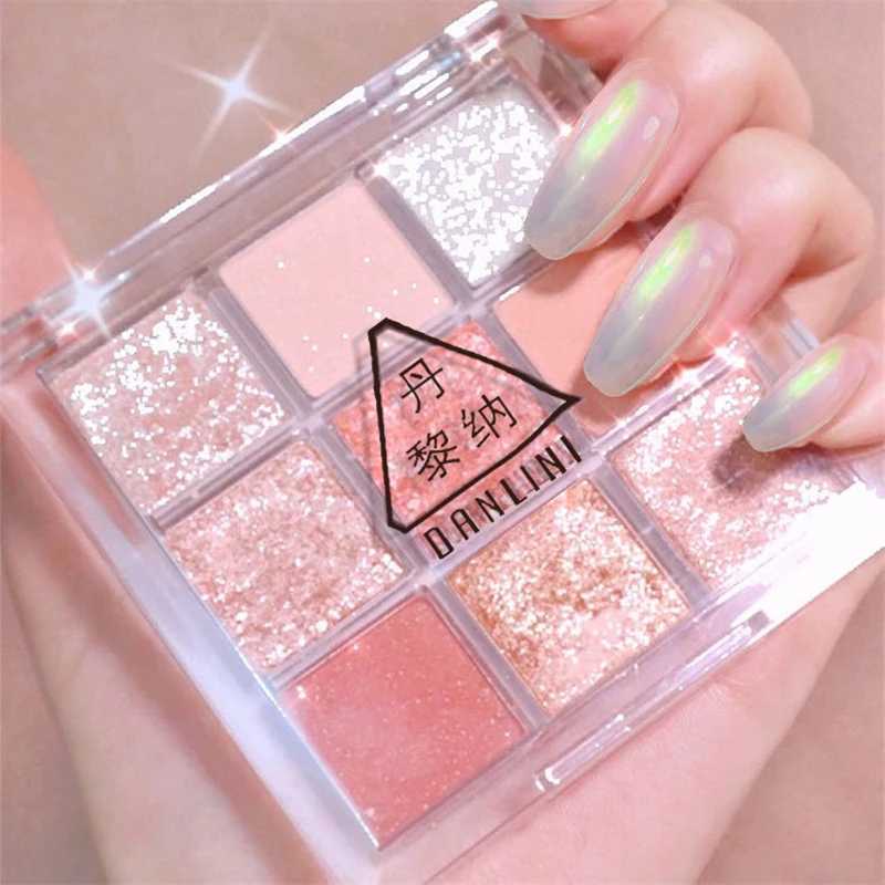 9 Color Eyeshadow Palette Pearlescent Matte Earth Transparent Grid Eyeshadow Nine-color AcrylicNine Square Peach Charming MakeupCL240812