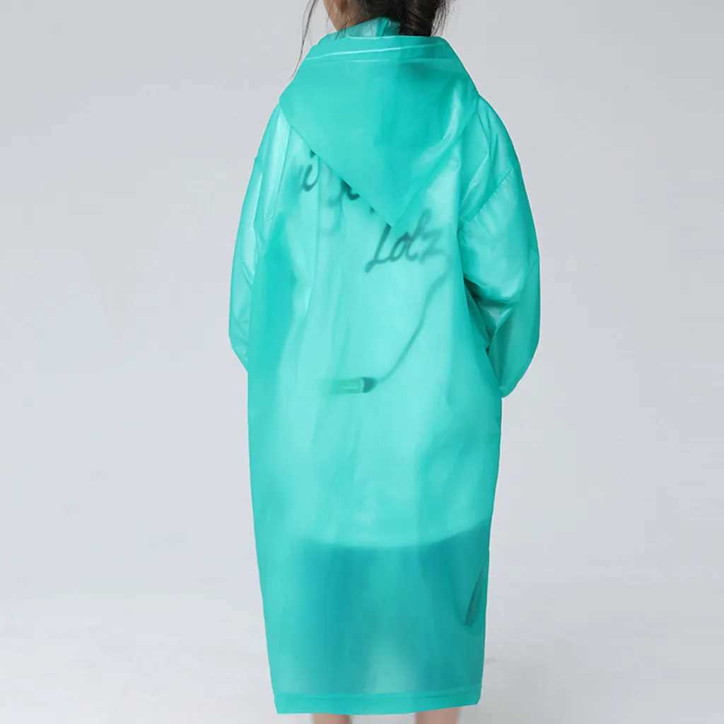 Solid Hooded Ponchos Transparent Children Raincoat Eva Elastic Cuffs Outdoor Travel Rain Cover Waterproof Camping For Kids Boy Y240810