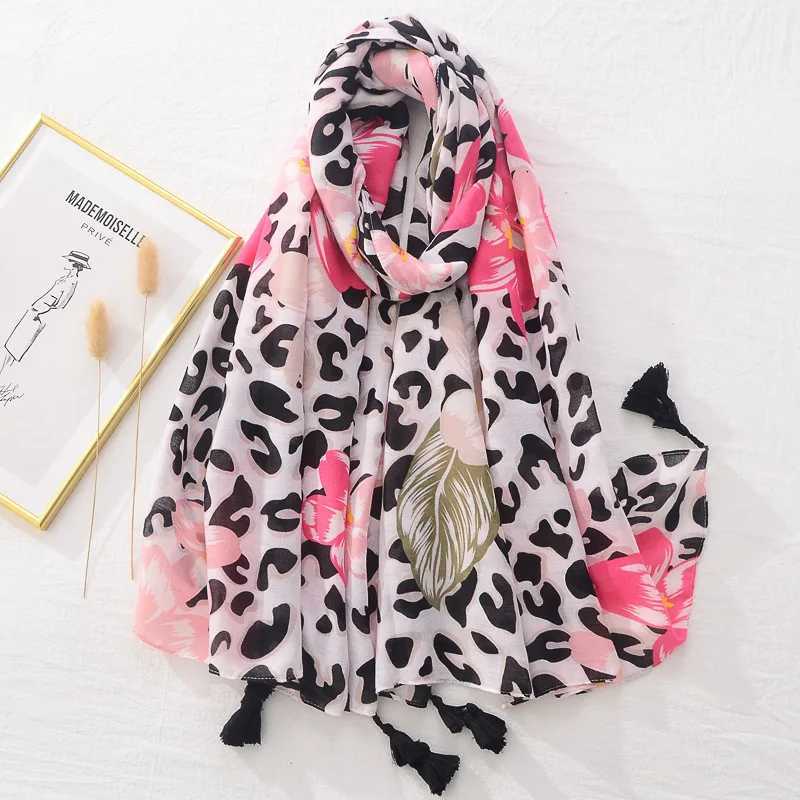 New leopard print fringe adhesive shawl for womens luxury Pashmina headscarf and wrap Foulard Muslim Sjaal 180 * 90cm W240810