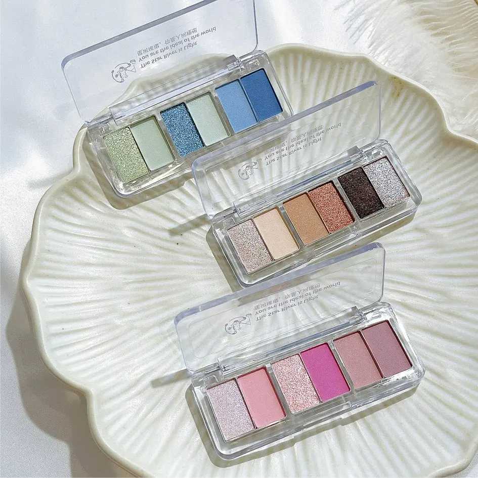 6 Color Smoke Blue Green Glitter Eyeshadow Palette Brightening Waterproof Matte Shimmer Summer Lying Silkworm Eye Pigment MakeupW241212
