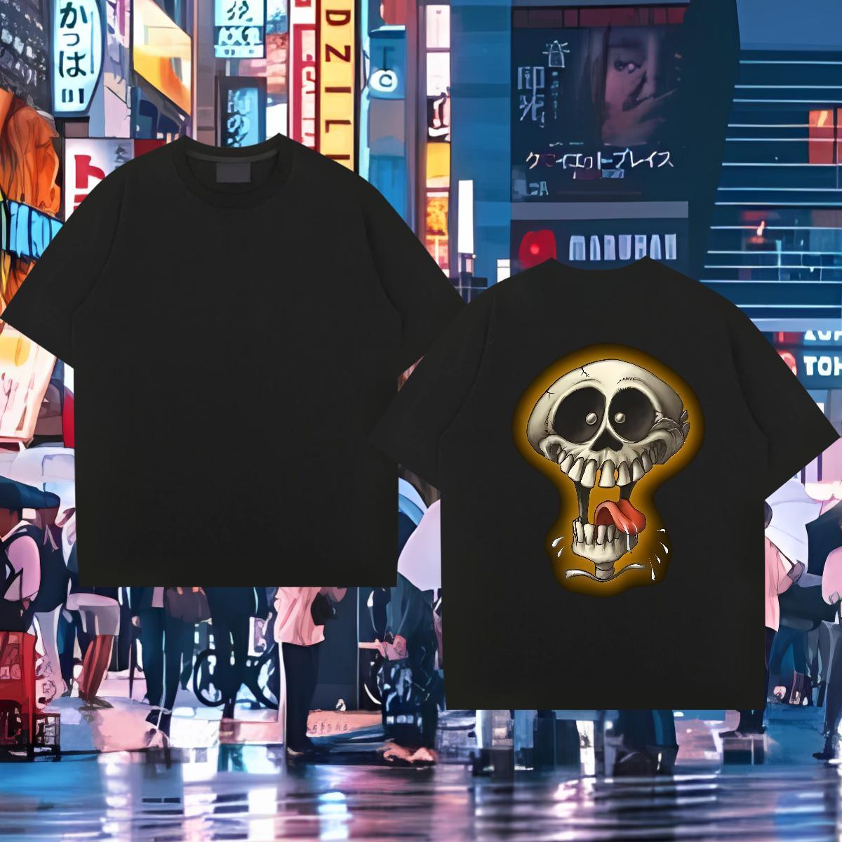 2024 T Shirts Men skull Polos 230g Pure Cotton Beach Wholesale DIY Printed Short Sleeve Soft Men Tees