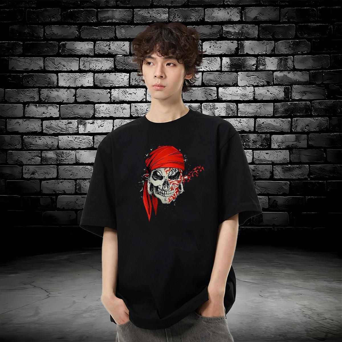 New Arrival Mens T Shirts skull Clothings 100% Cotton 230g Daily Wear Unisex Oversized O-Neck Short Sleeve Men Tshirts