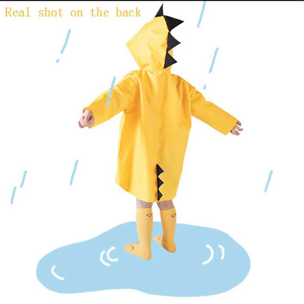 Outdoor student rain gear cute dinosaur polyester kid waterproof raincoat children baby waterproof cartoon boy girl poncho Y240810