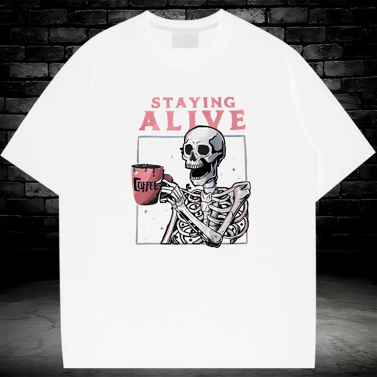 New Arrival Mens T Shirts skull Wear 230g Cotton Hip Hop Street Designer Oversized 4XL Short Sleeve O-Neck Men Tops Tees